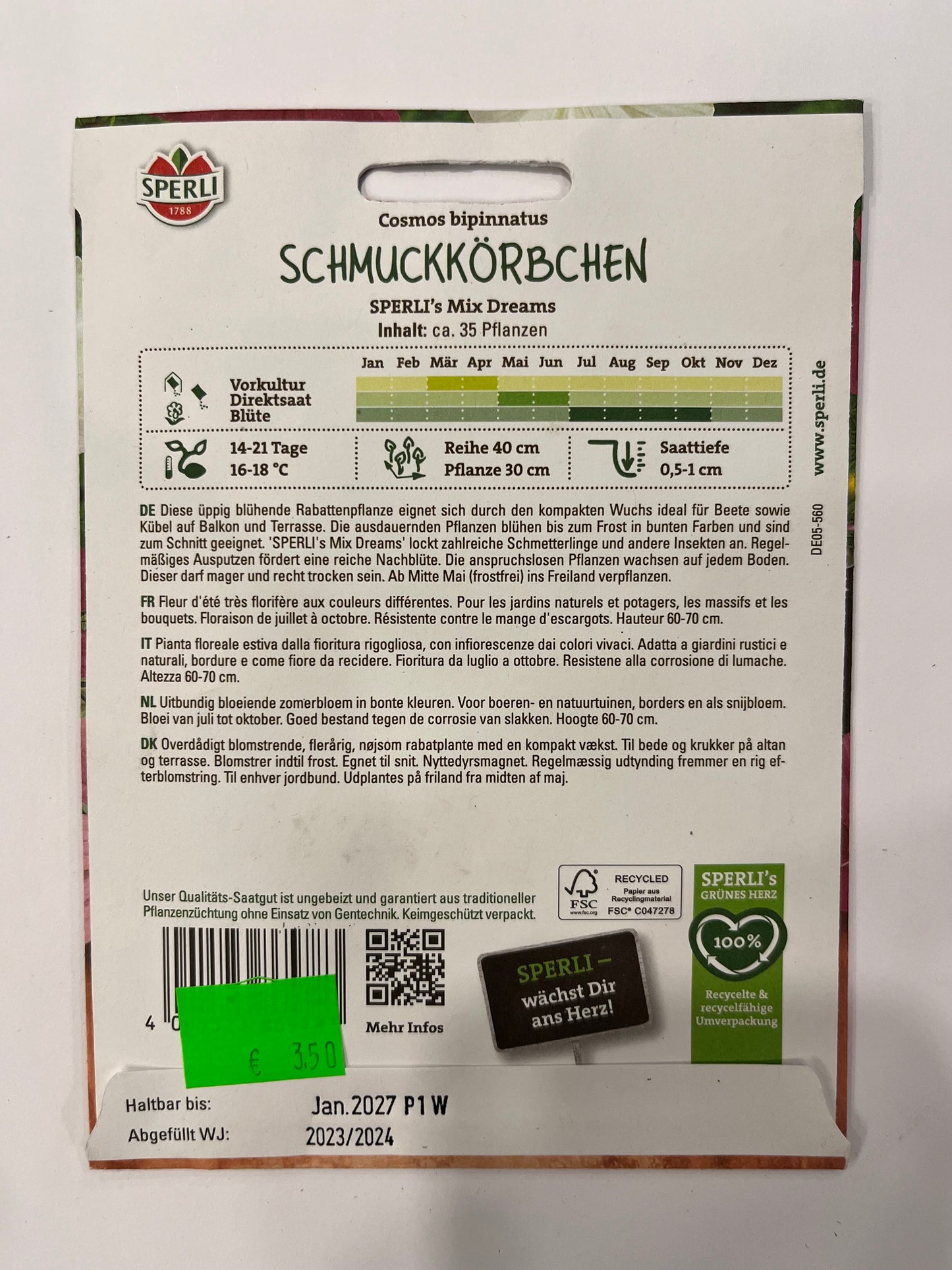 Cosmea Schmuckkörbchen Sperli’s Mix Dreams