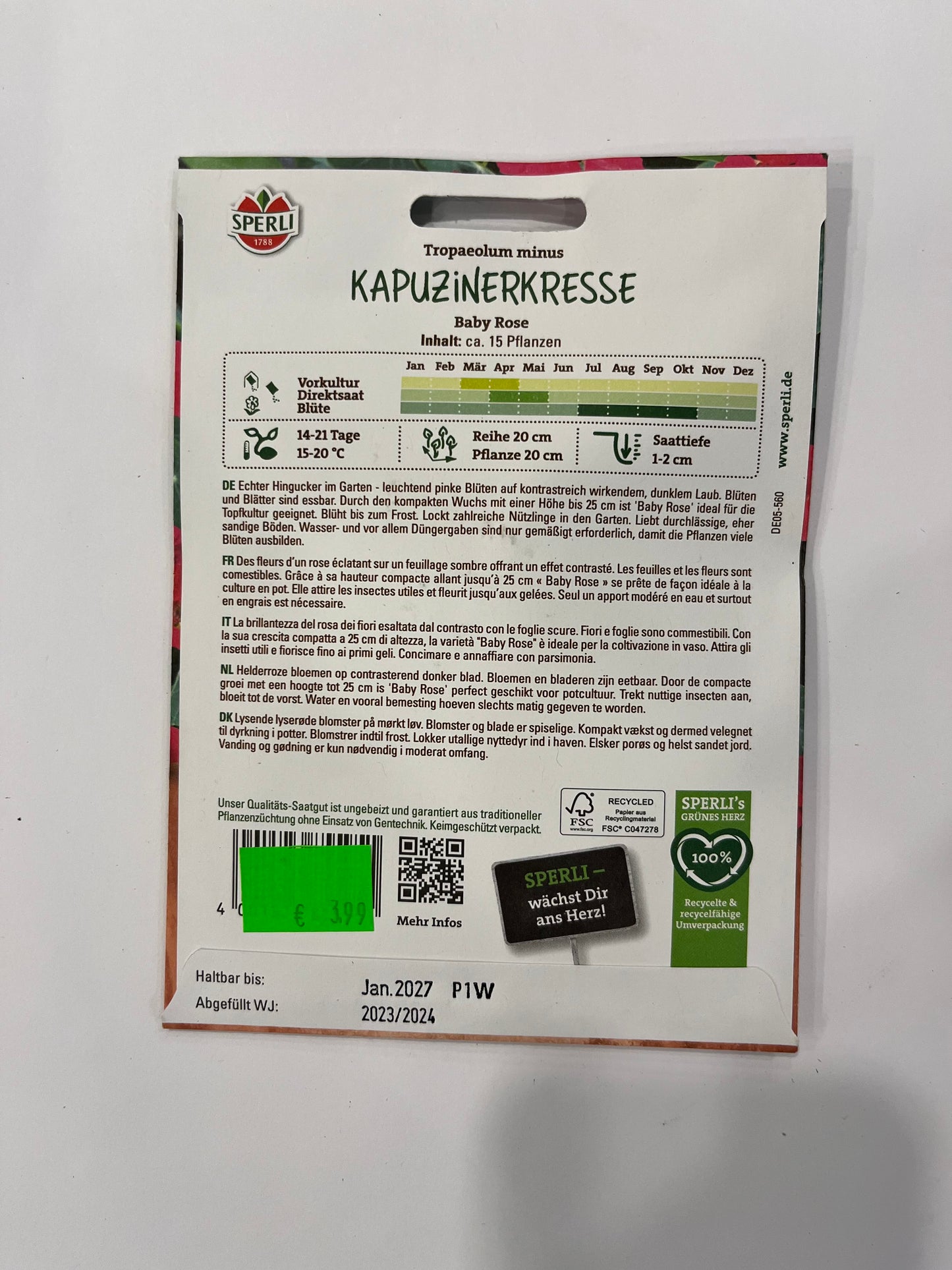Kapuzinerkresse Baby Rose