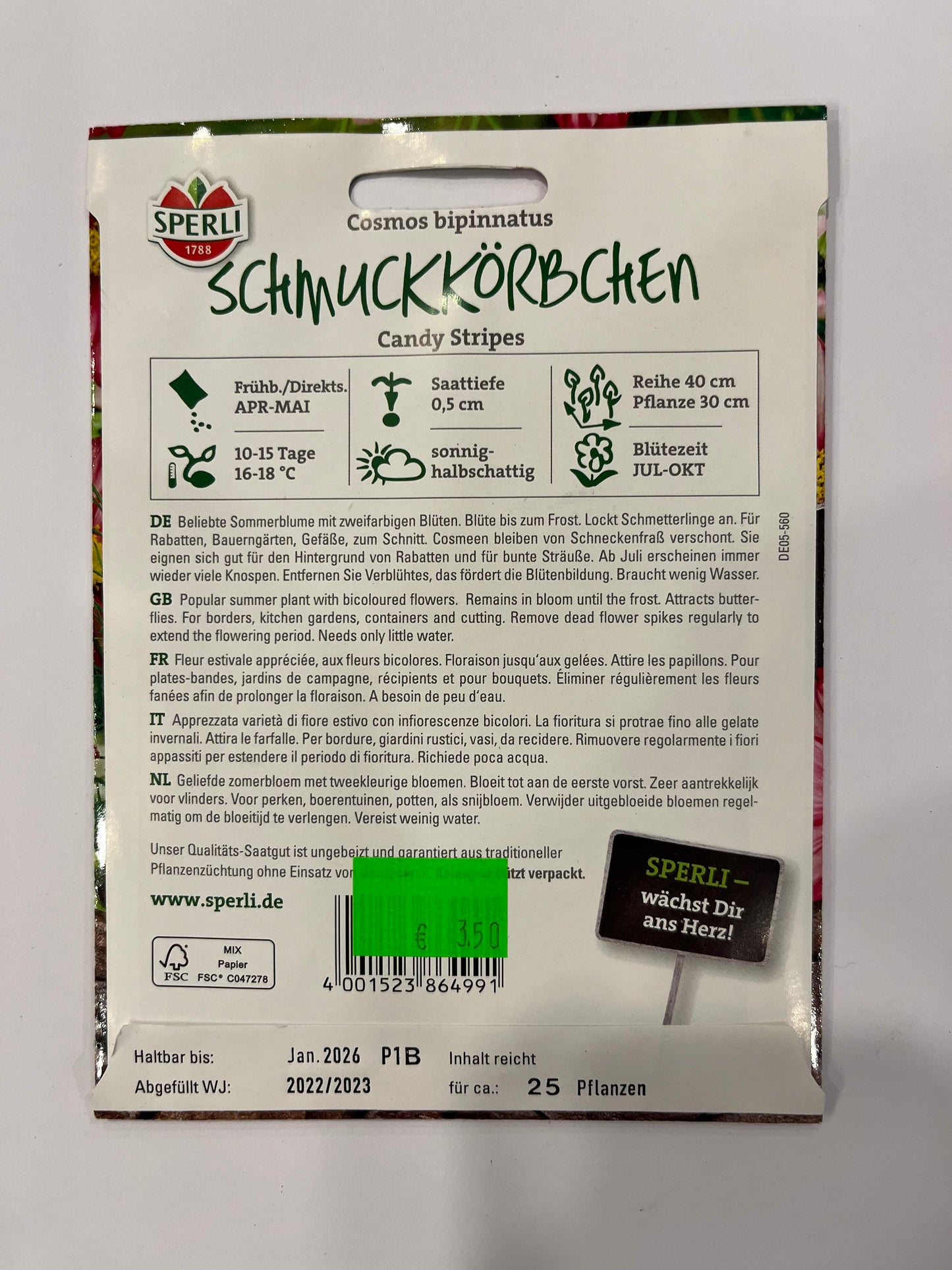 Cosmea Schmuckkörbchen Candy Stripes