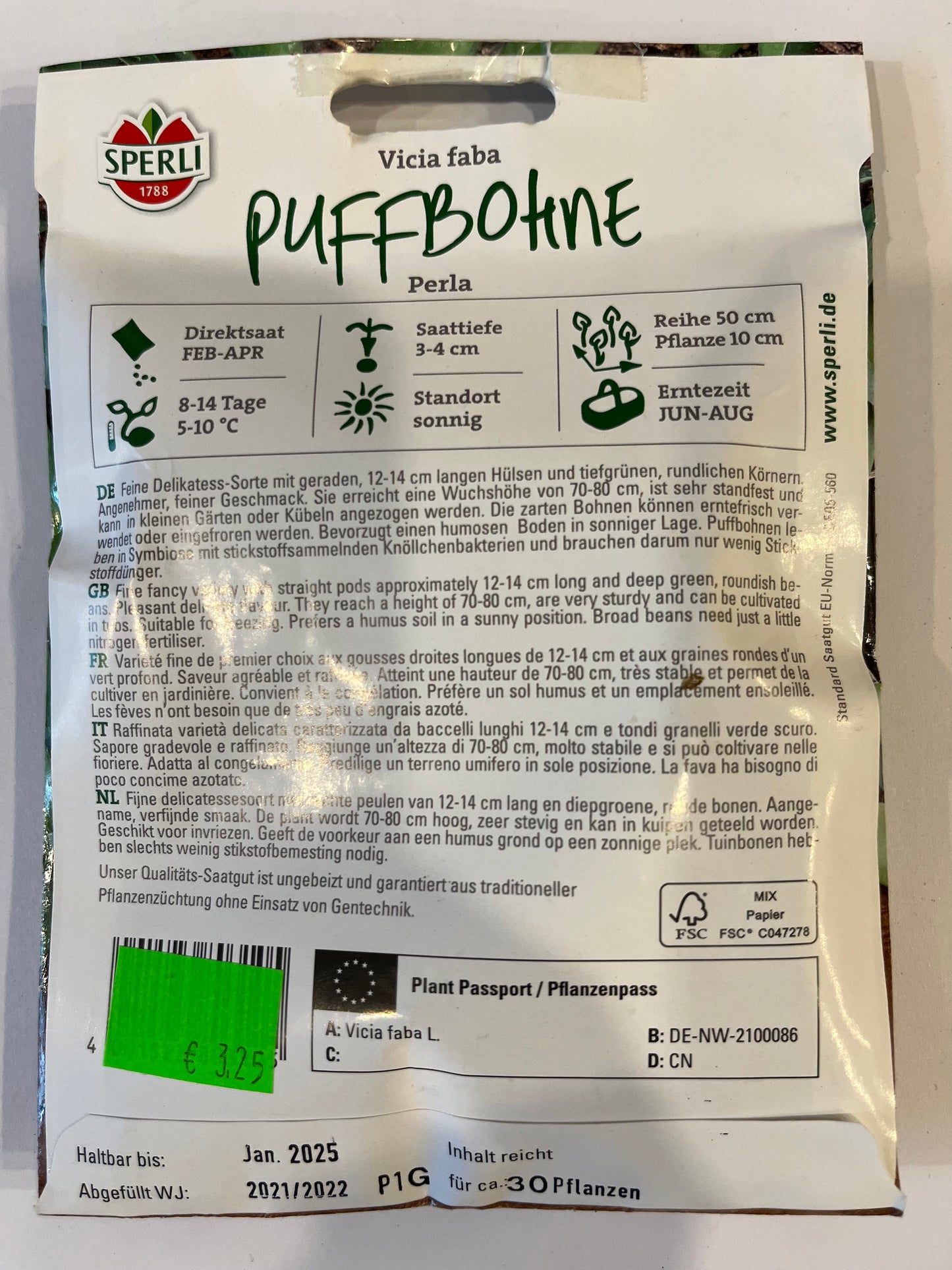 Puffbohne Perla