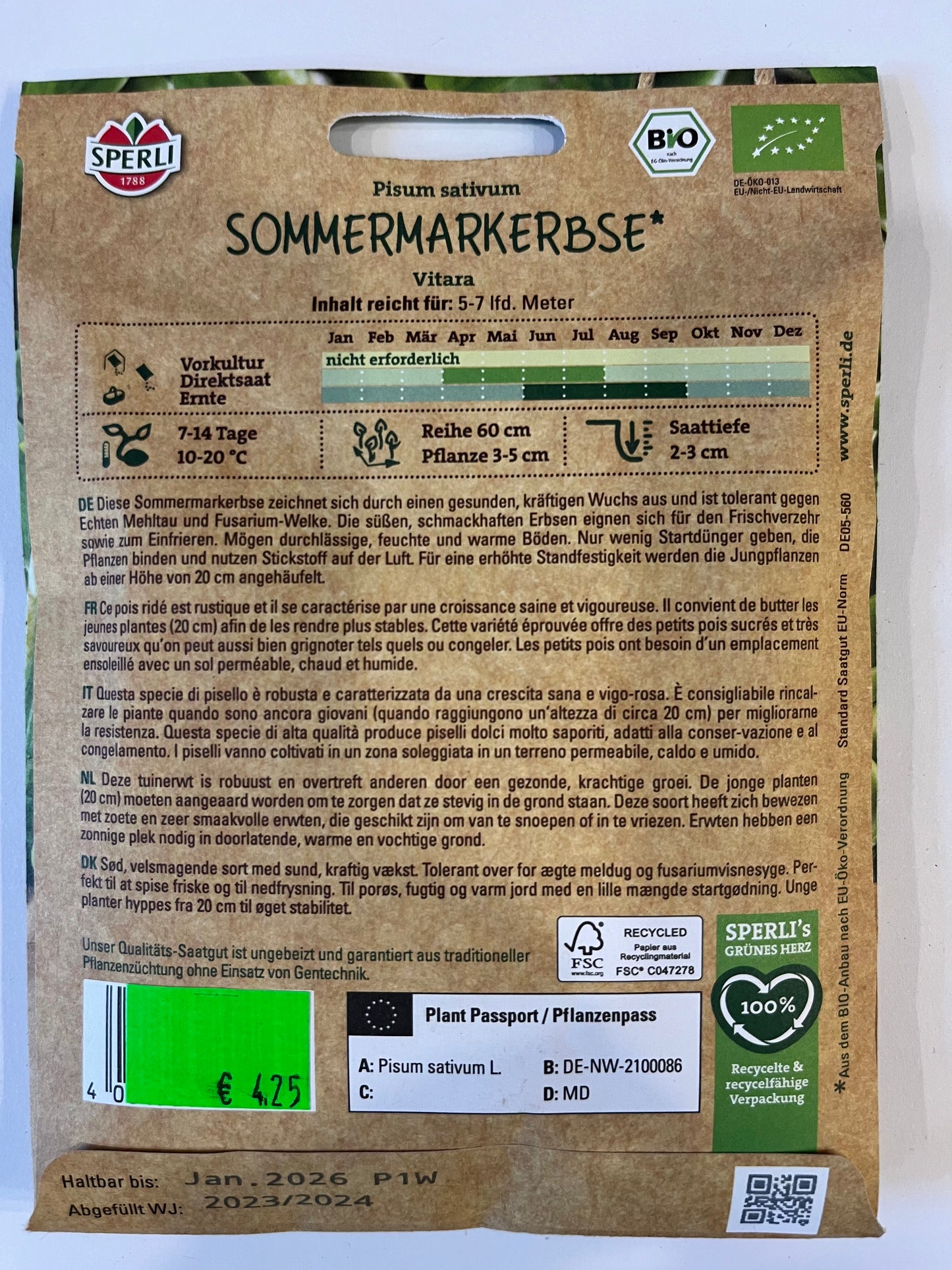 Erbse Sommermarkerbse Vitara