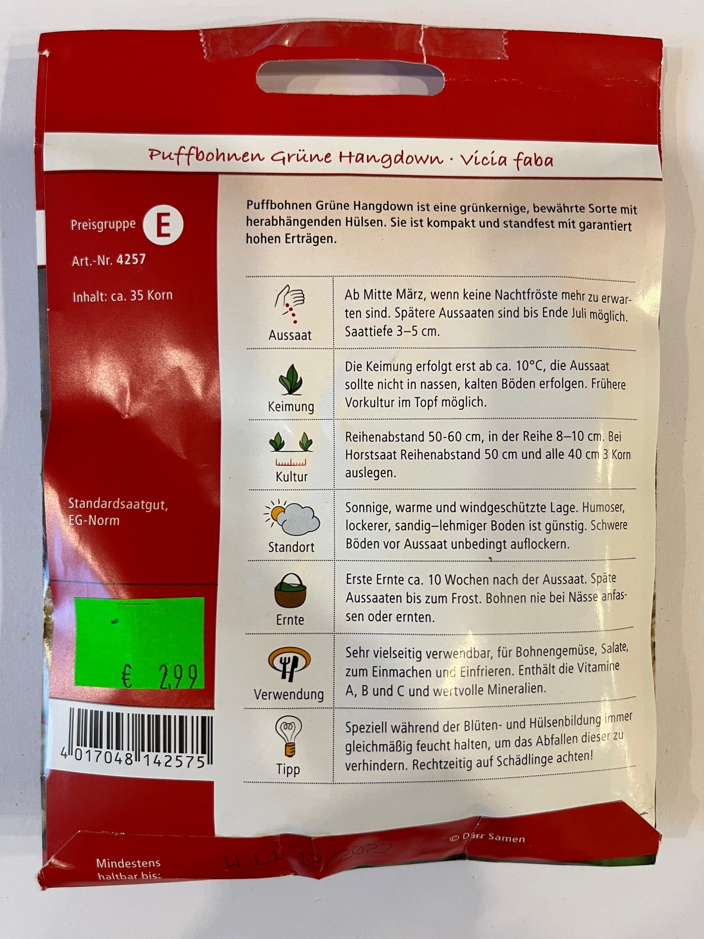 Puffbohne Grüne Hangdown