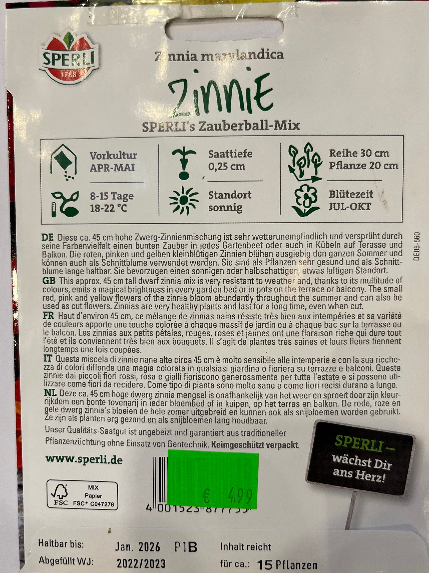 Zinnie Zauberball-Mix