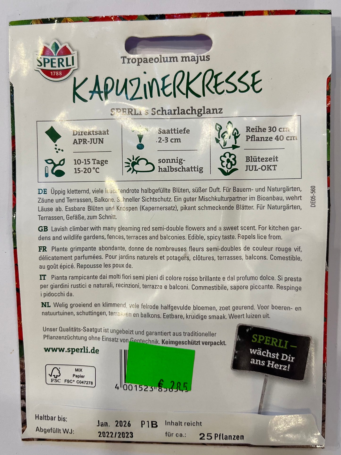 Kapuzinerkresse Sperli’s Scharlachglanz
