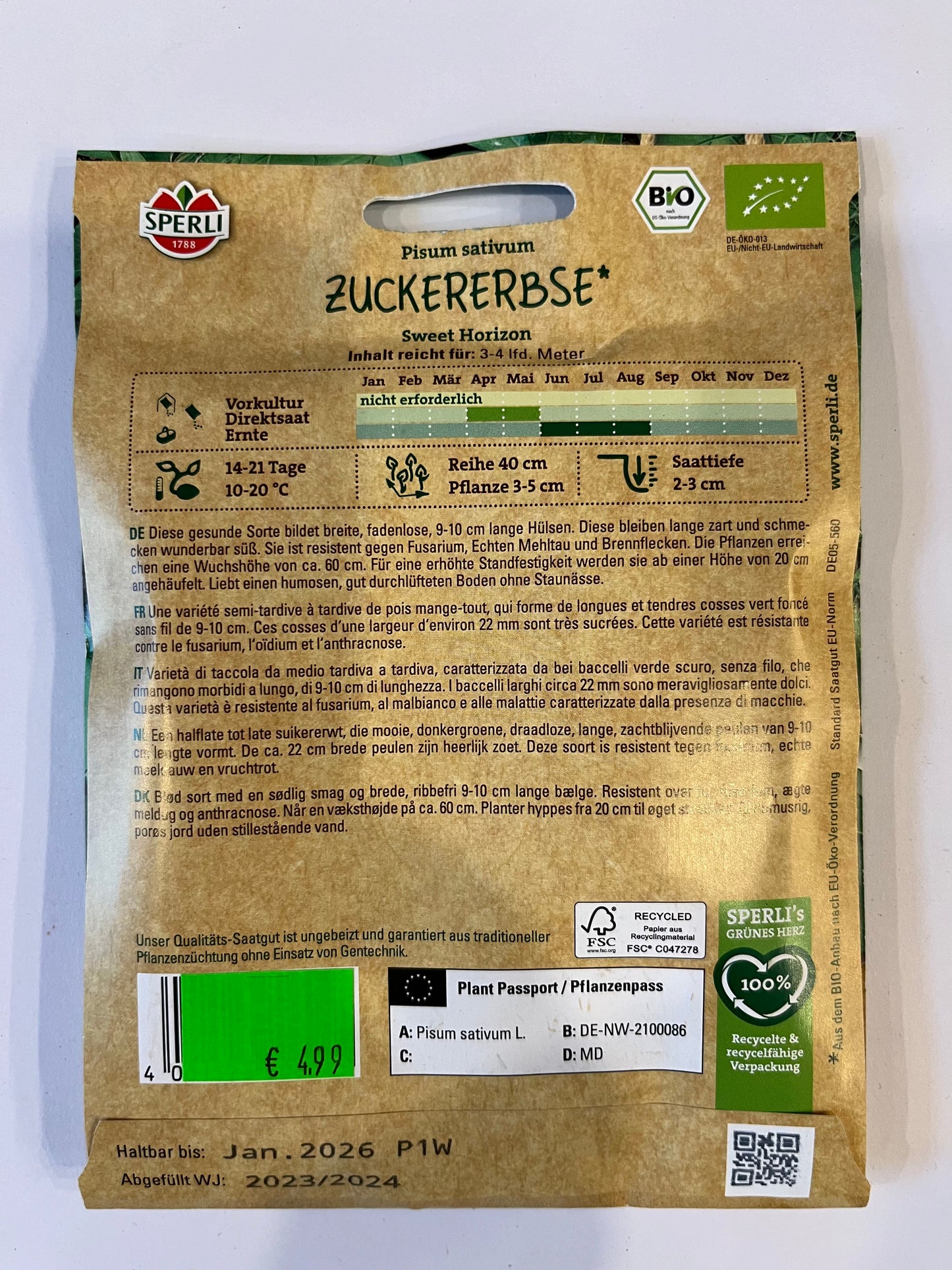 Erbse Zuckererbse Sweet Horizon