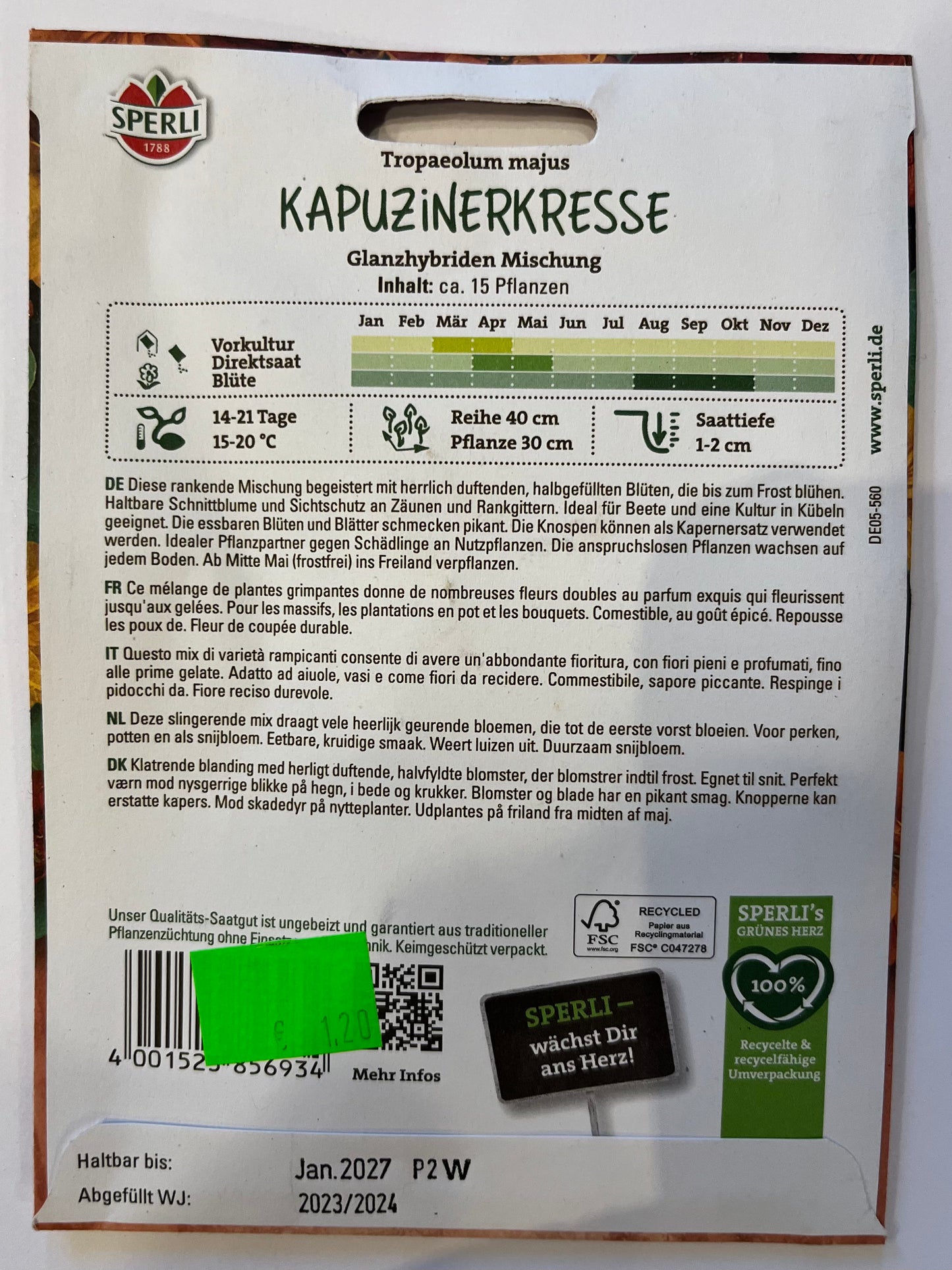 Kapuzinerkresse Glanzhybridrnmischung