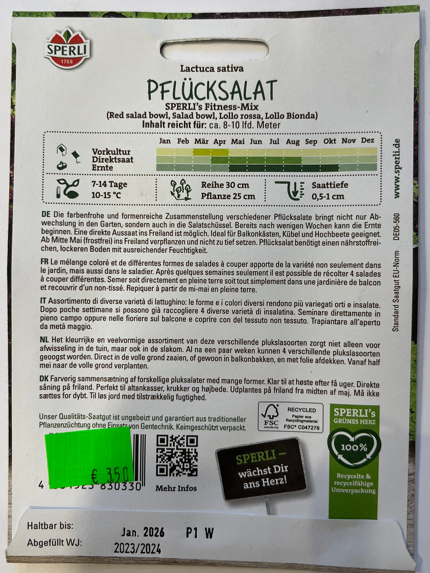 Pflücksalat Sperli‘s Fitness-Mix