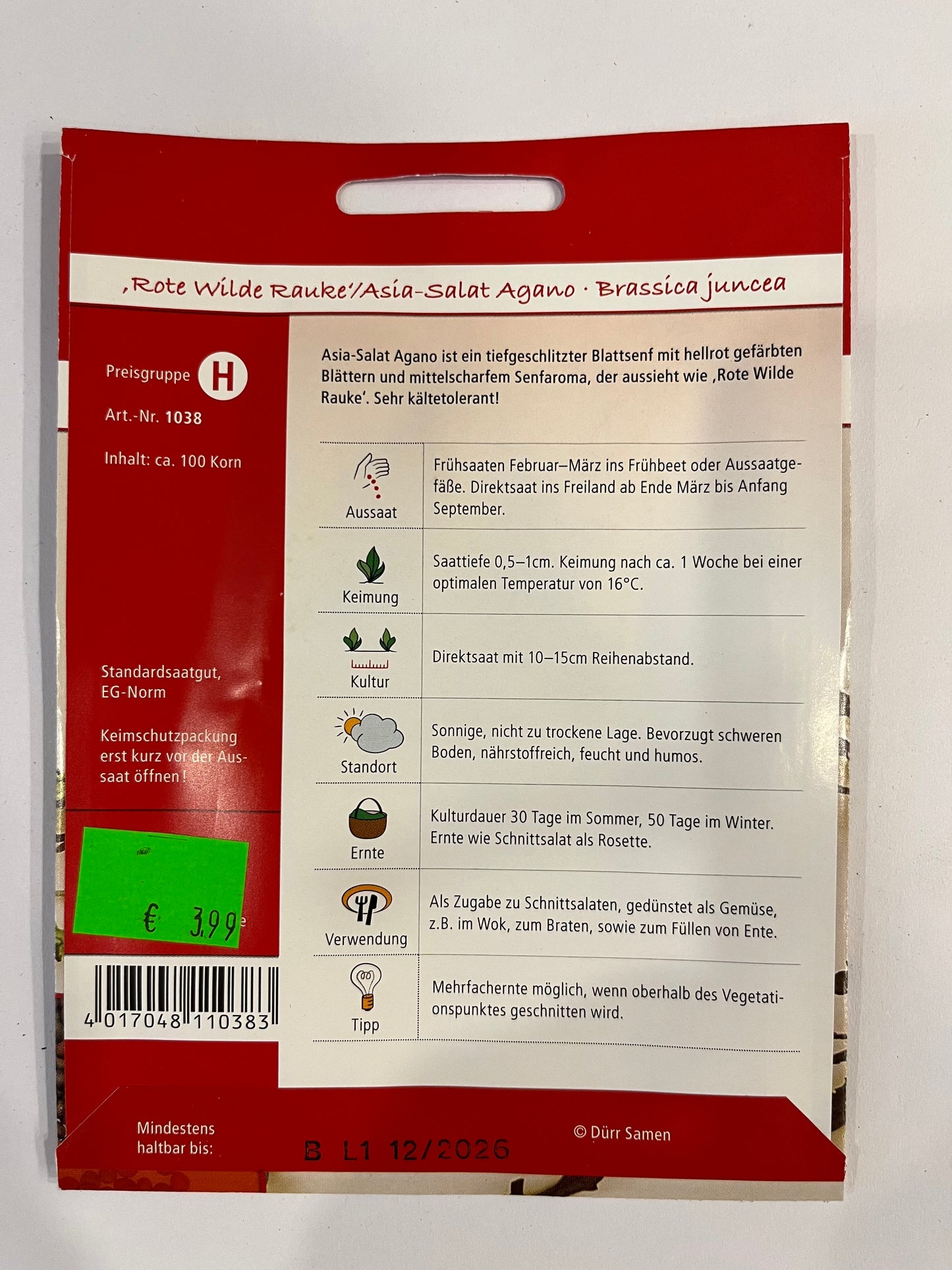 Rauke, Rote Wilde Rauke, Asia-Salat Agano