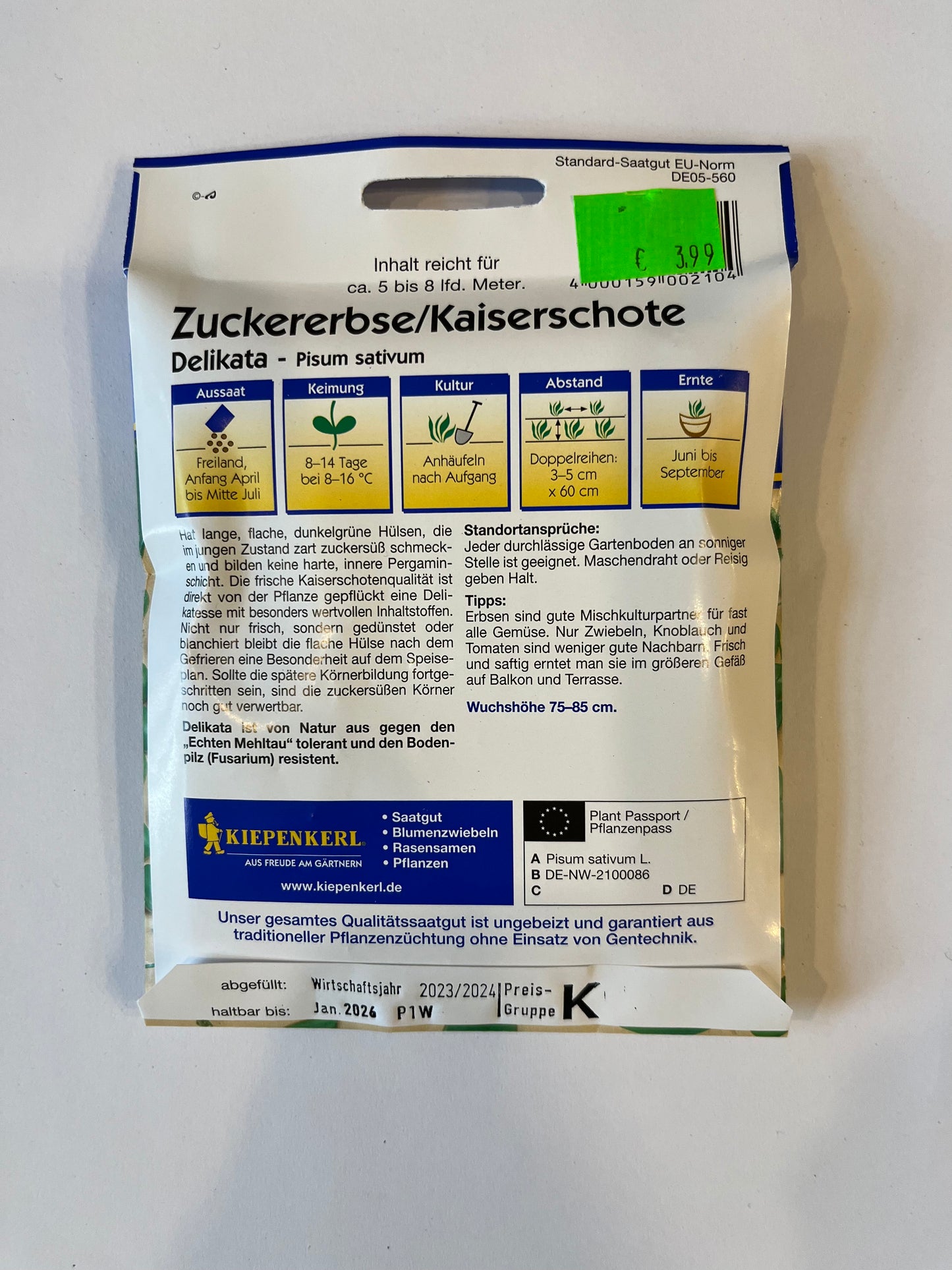 Erbsen, Zuckererbsen Delikata