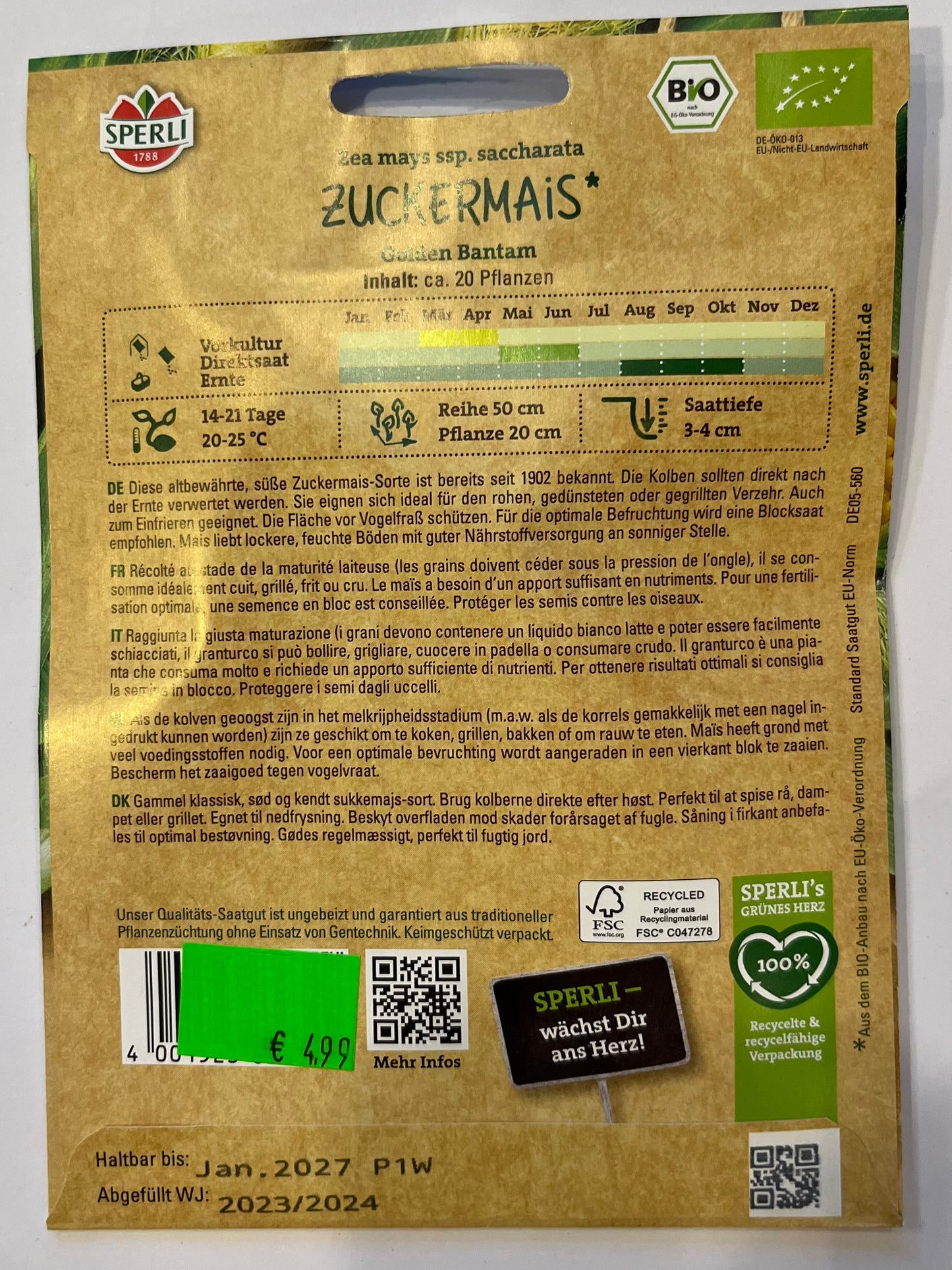 Zuckermais Golden Bantam