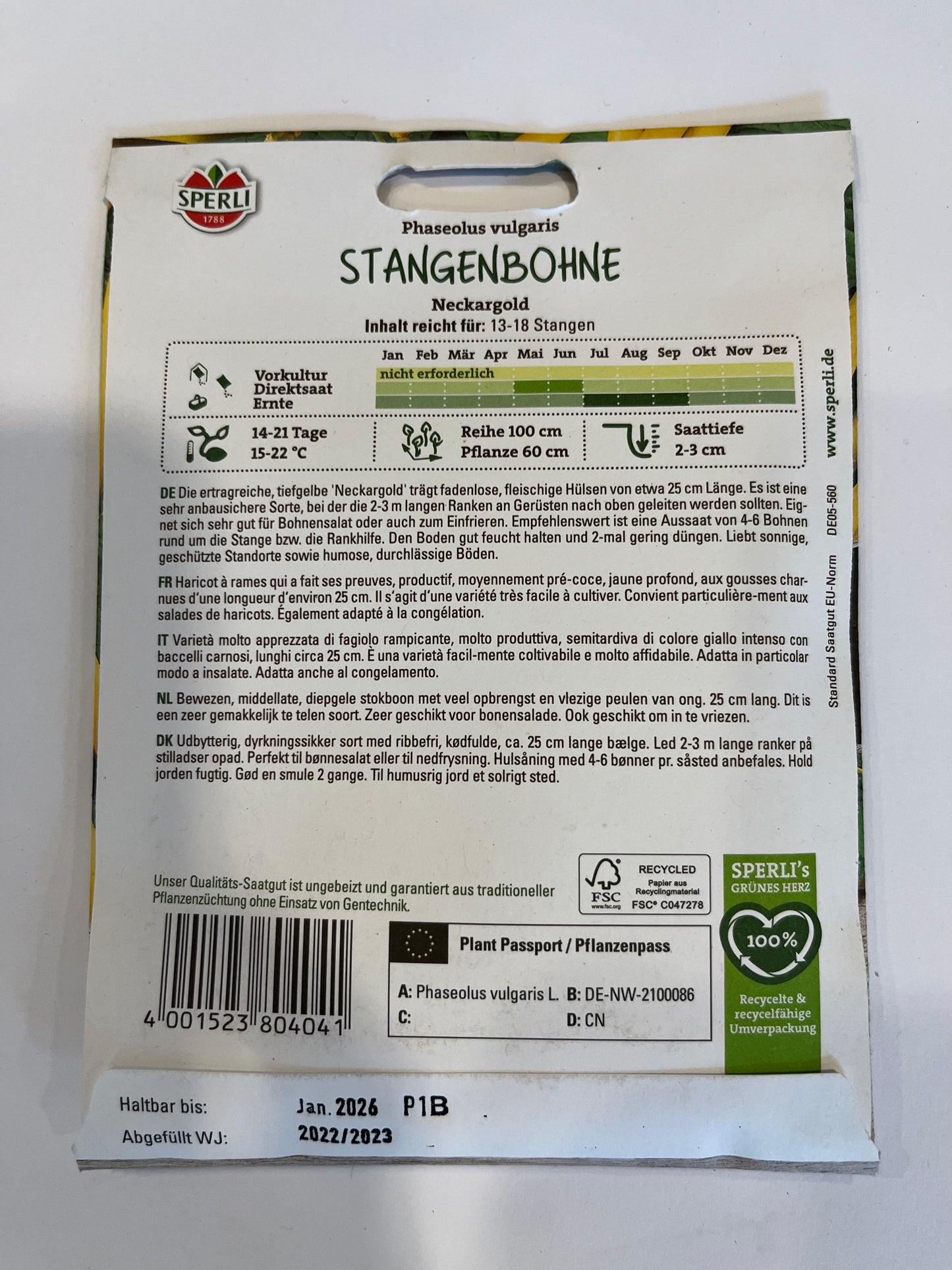 Stangenbohne Neckargold