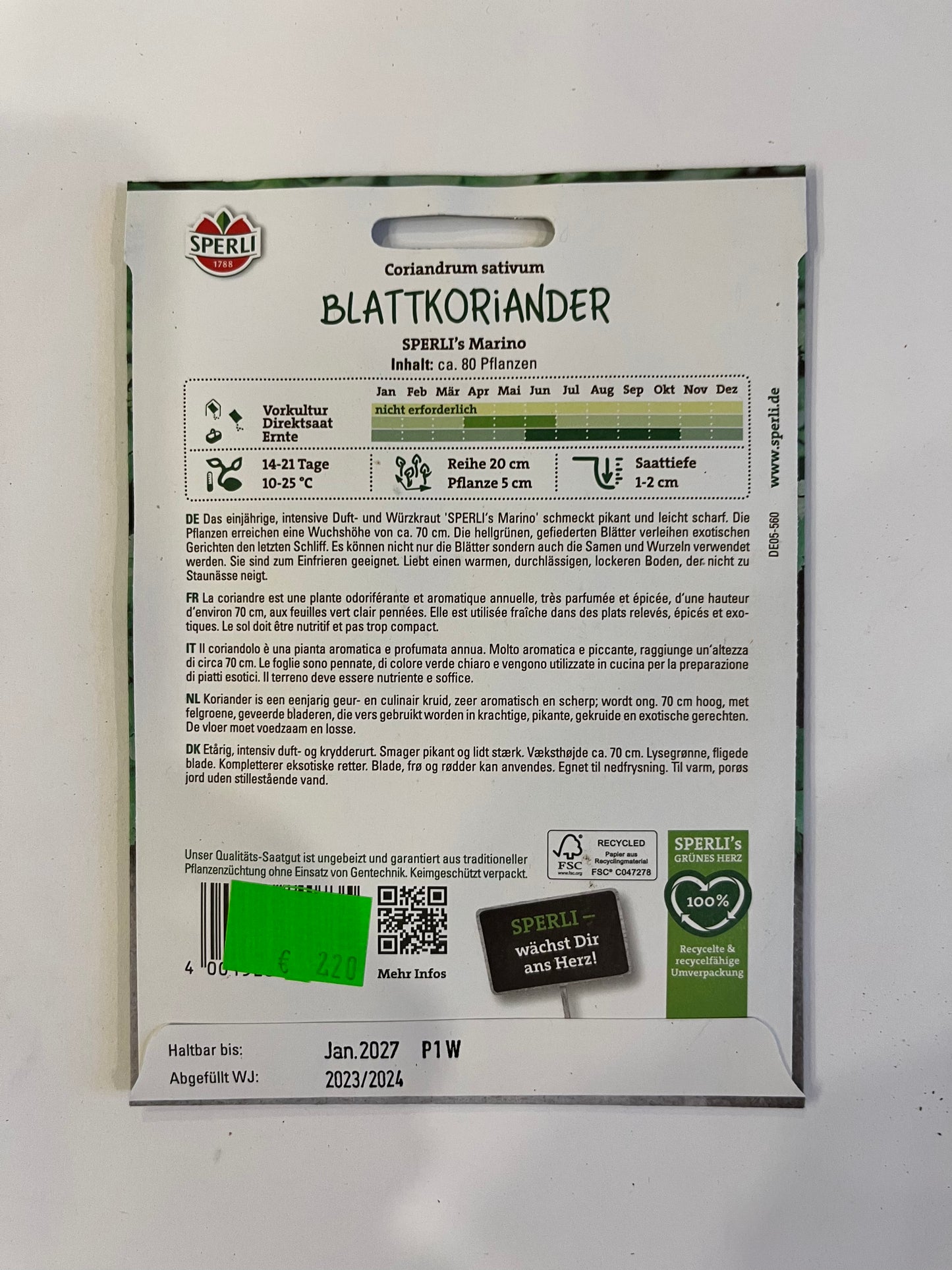 Blattkoriander