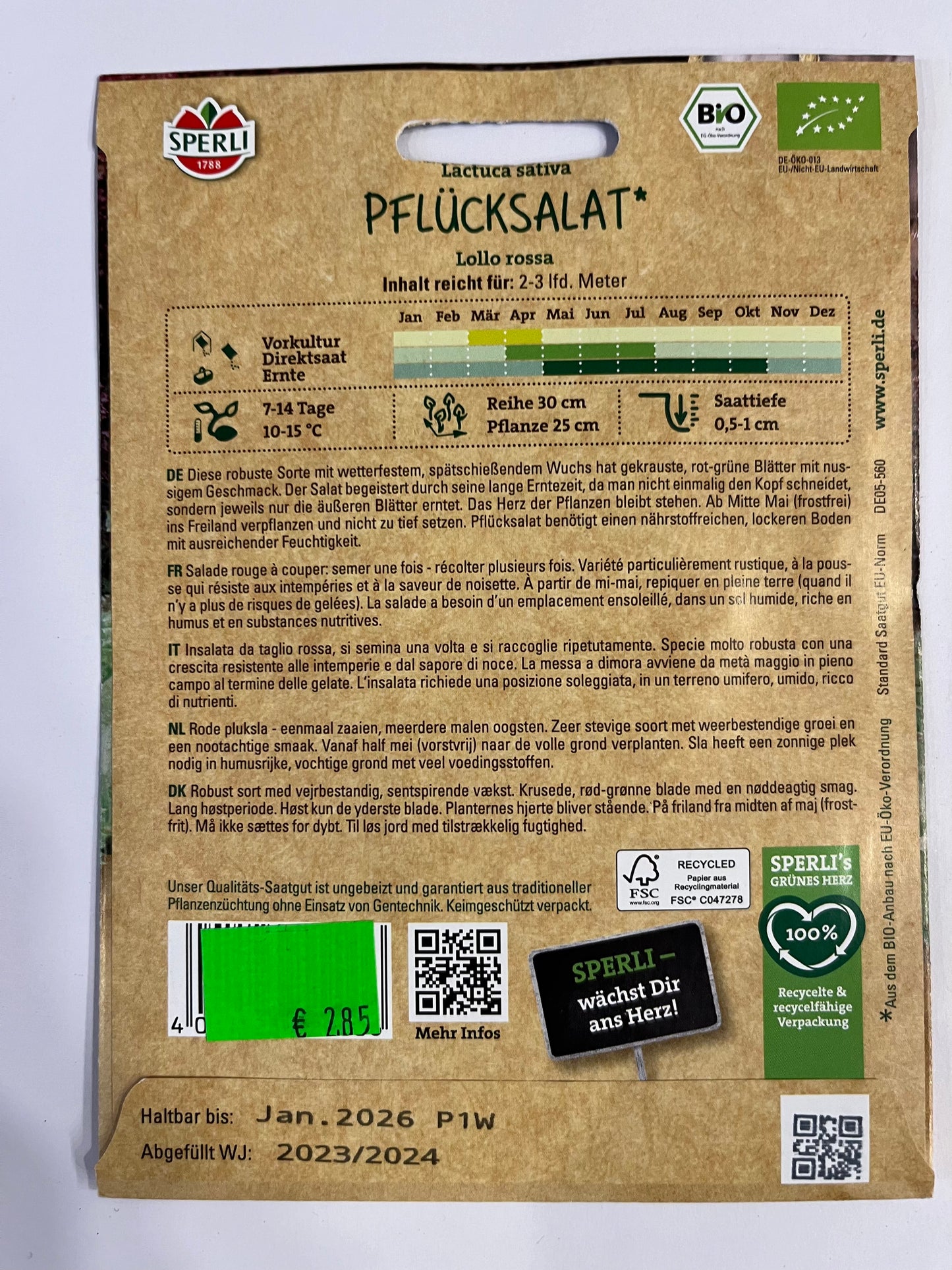 Salat Pflücksalat Lollo Rossa