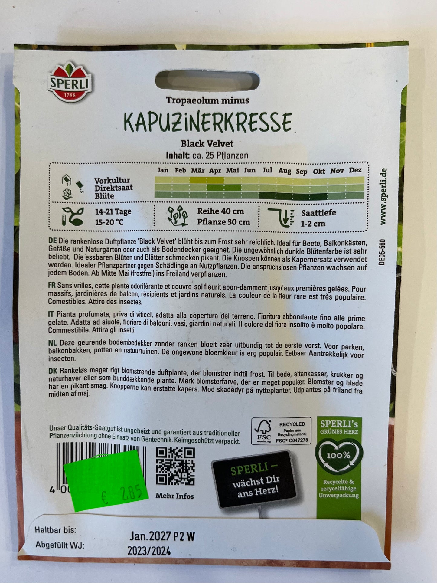 Kapuzinerkresse Black Velvet