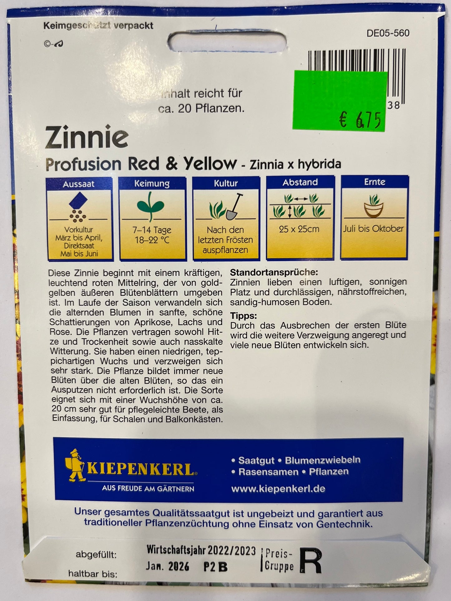 Zinnie Profussion Red & Yelllow