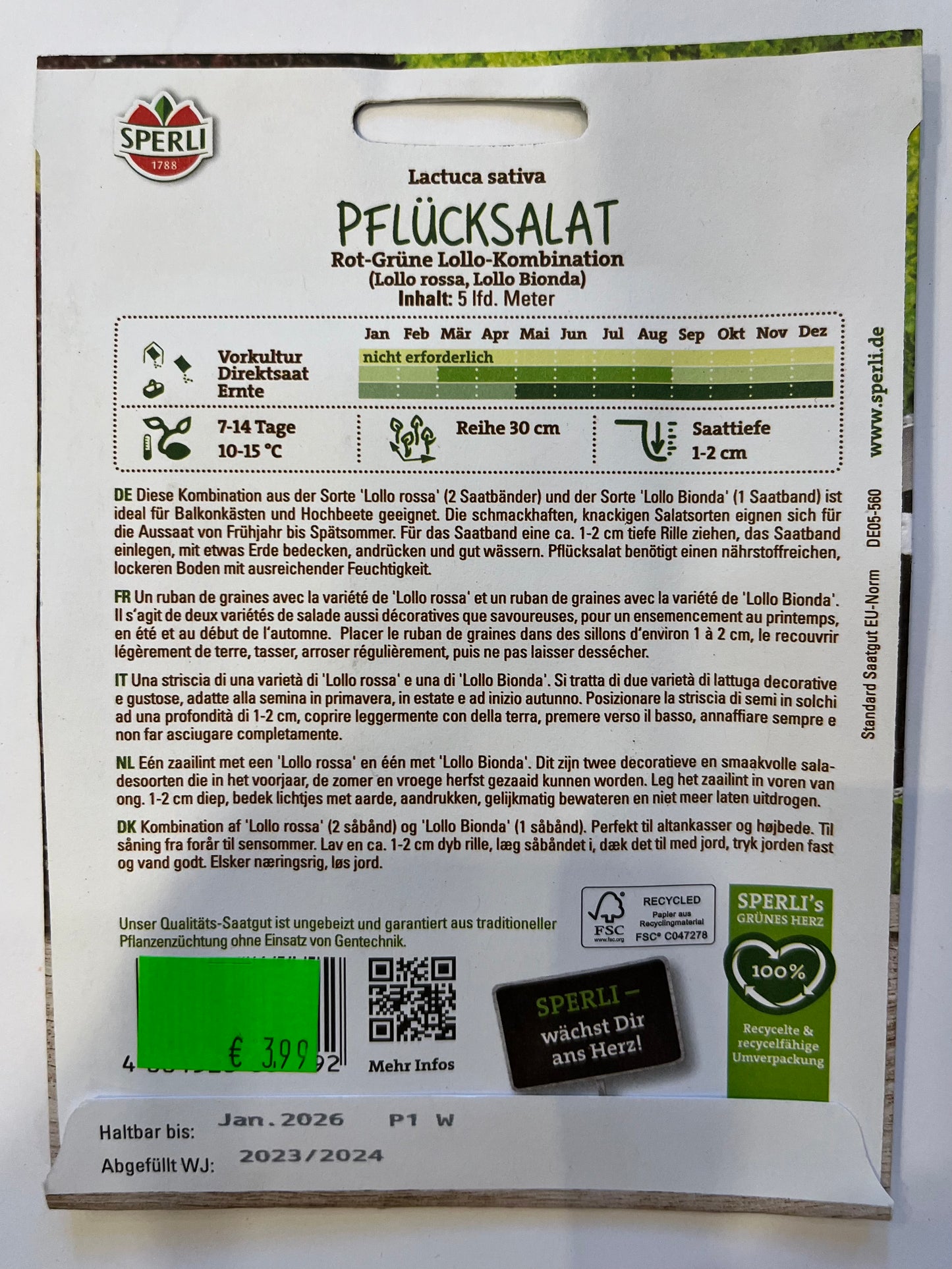 Pflücksalat Rot-Grüne Lollo Kombination